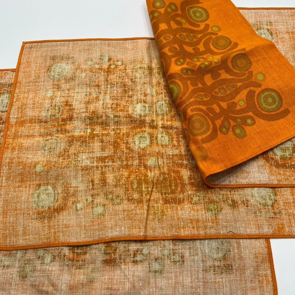 Vintage Scandinavian fabric set of 4 placemats Parabeli Pattern Saini Salonen